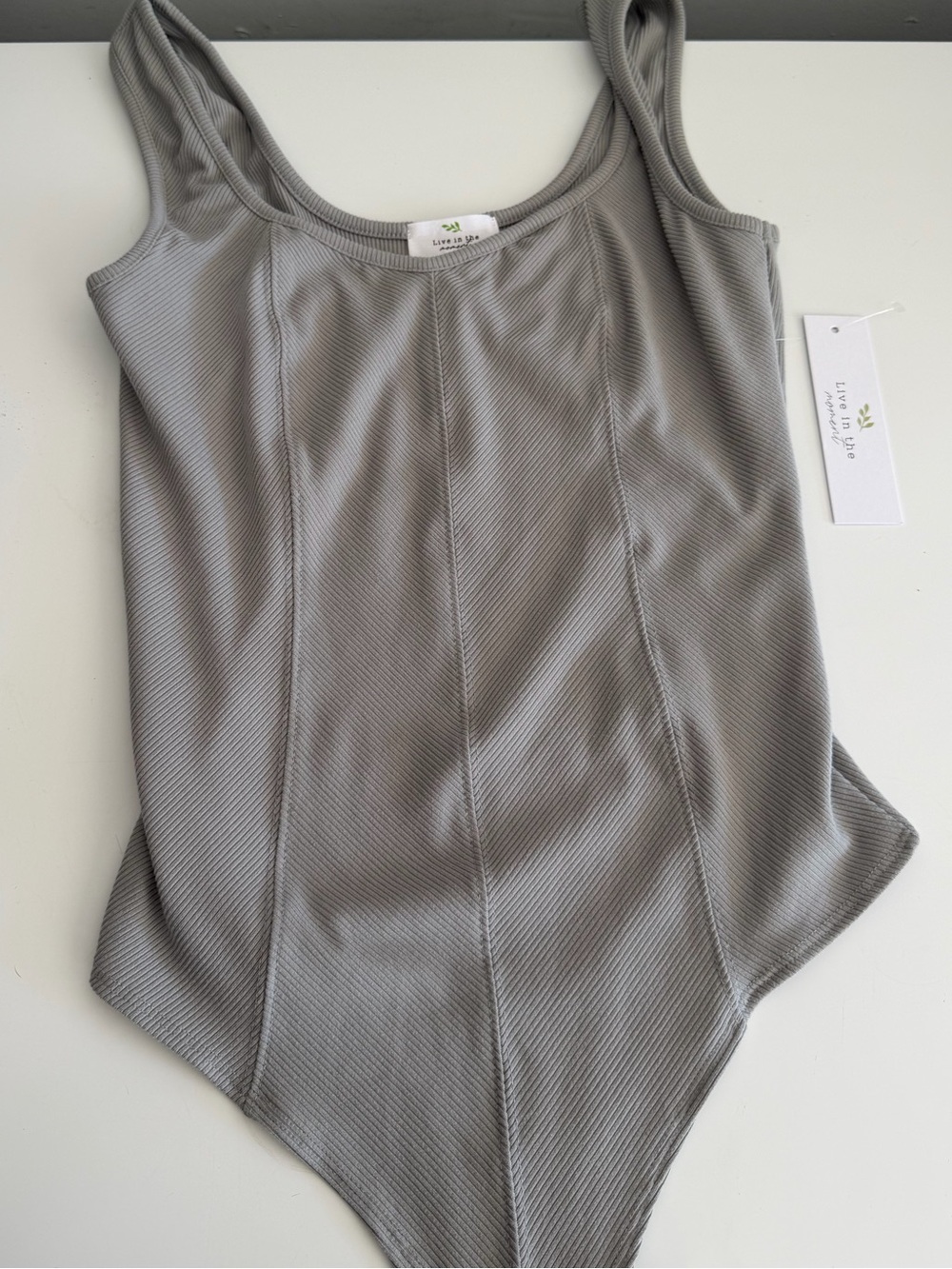 Live in the Sunshine Grey Ribbed Bodysuit